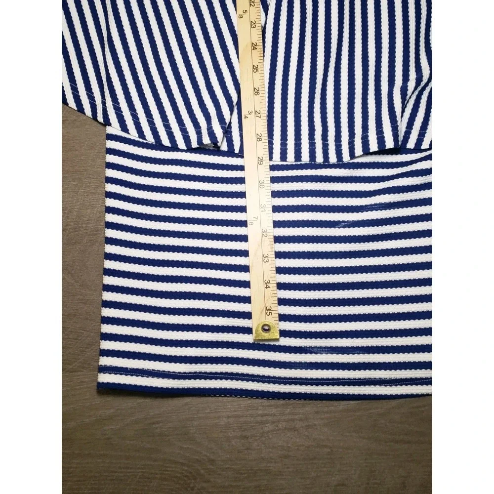Eloquii Navy and White Striped Sleeveless Dress - Picture 3 of 5